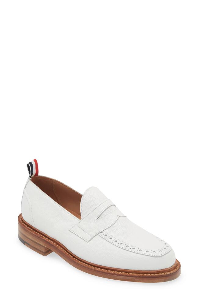 Thom Browne Brogued Leather Loafer in White Cover