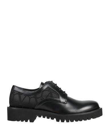 Valentino Garavani Man Lace-up shoes Black Leather, Textile fibers Cover