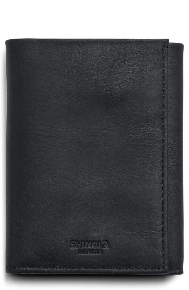 Shinola RFID Leather Trifold Wallet in Black Cover