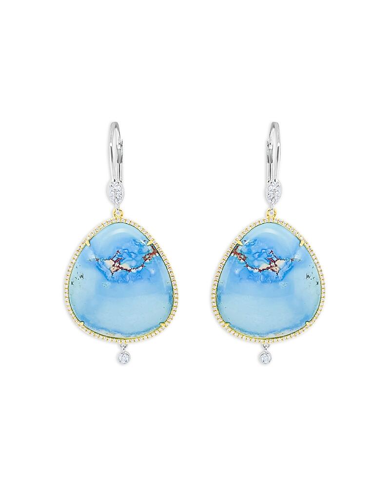 Meira T 14K Yellow & White Gold Turquoise & Diamond Drop Earrings Cover