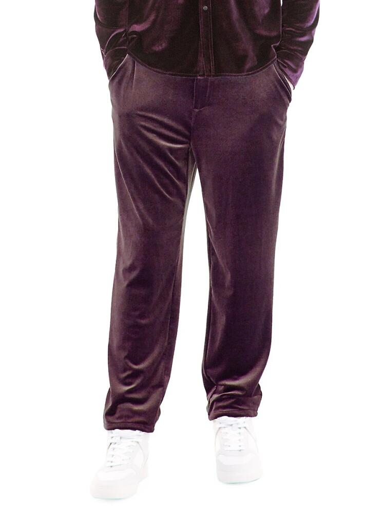 Monfrère Men's Velvet Flat Front Pants - Violet Cover