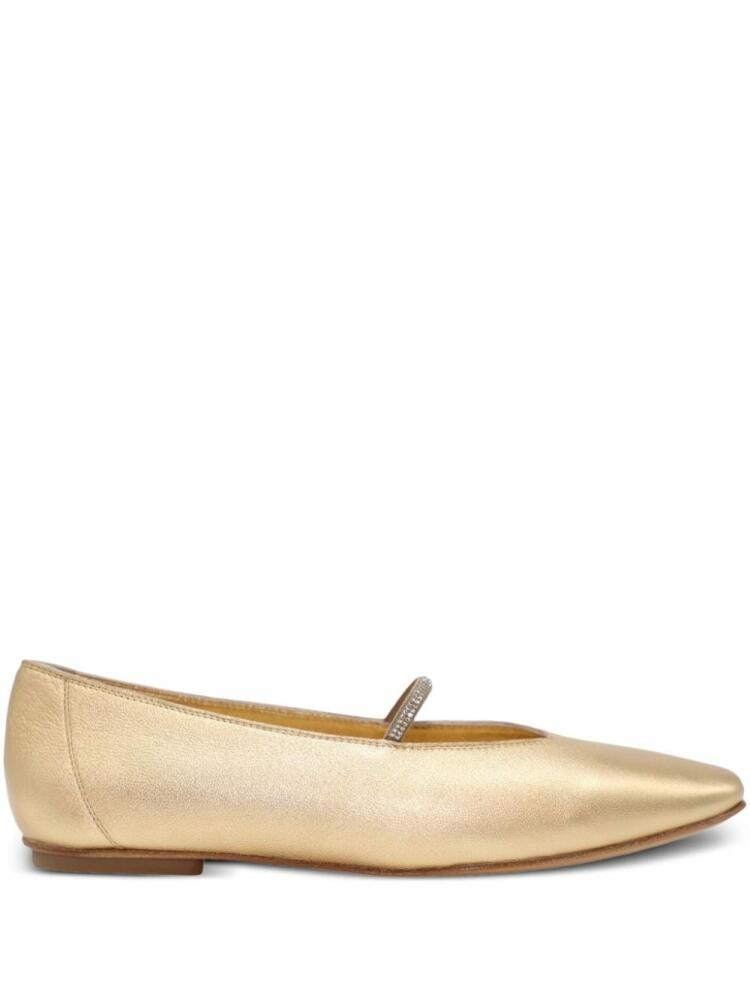 Pedro Garcia metallic leather ballerina shoes - Gold Cover