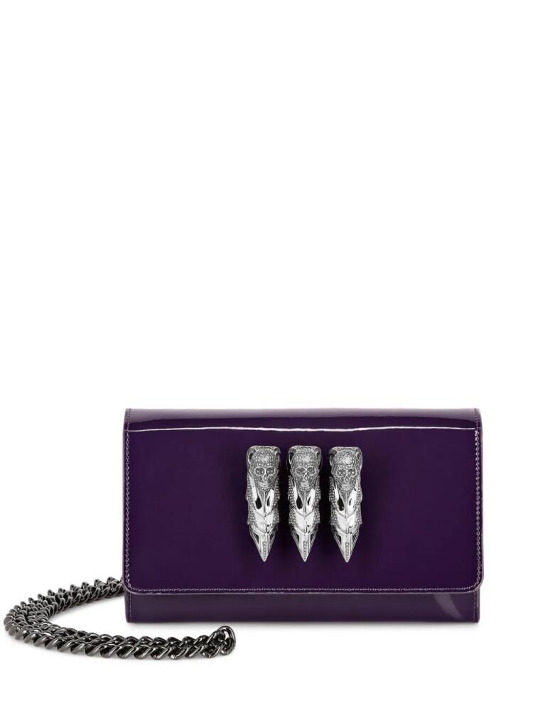 Philipp Plein skull-ring leather shoulder bag - Purple Cover