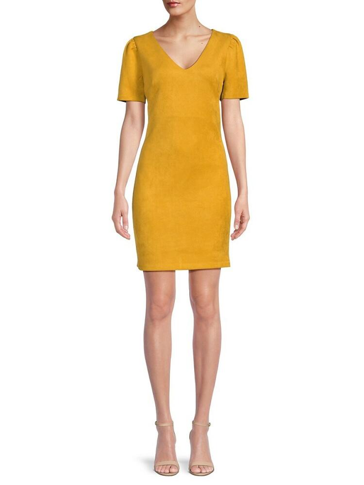 Kensie Women's Solid Mini Pencil Dress - Canary Cover