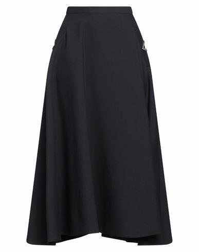 Valentino Garavani Woman Maxi skirt Midnight blue Virgin Wool, Silk Cover