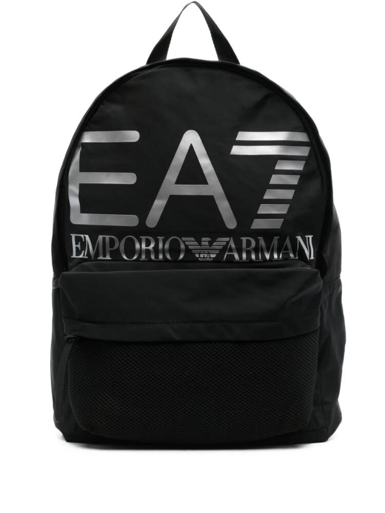 Ea7 Emporio Armani logo print backpack - Black Cover