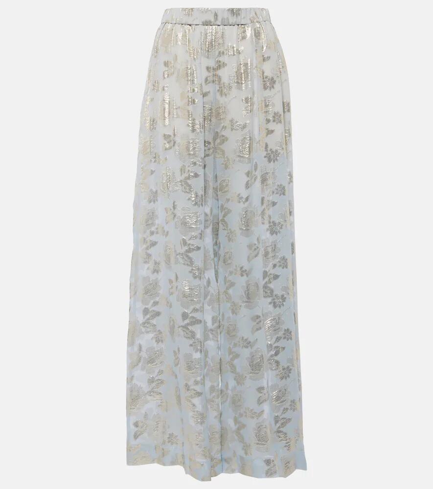 Nina Ricci Floral silk-blend lamé wide-leg pants Cover