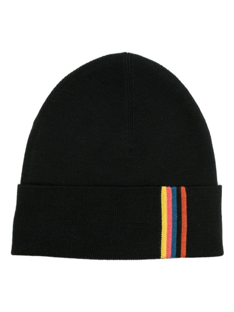 Paul Smith stripe-detail wool beanie - Black Cover