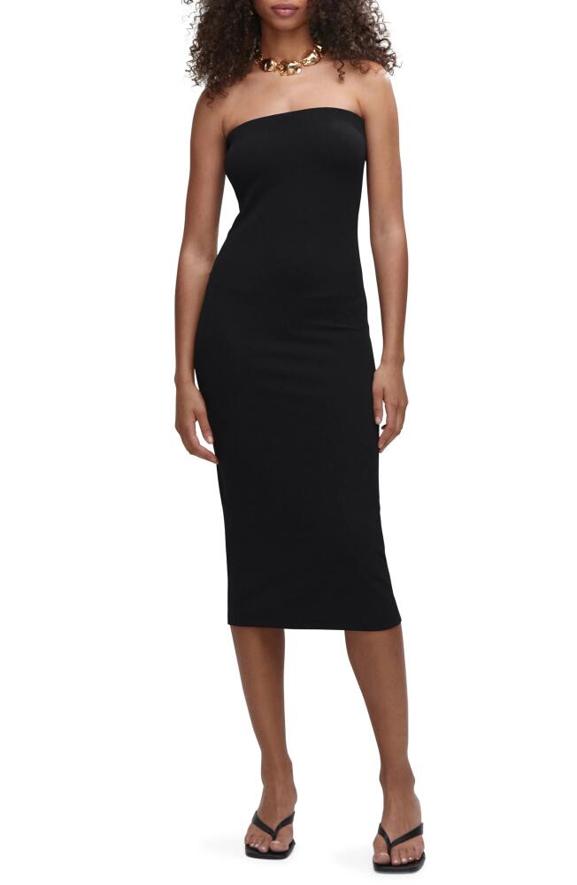 MANGO Strapless Midi Dress in Black Cover