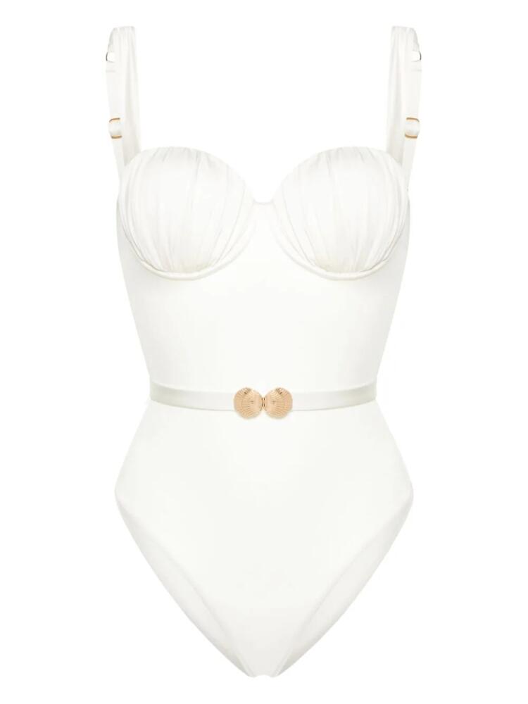 Noire Swimwear belted ruched balconette swimsuit - White Cover