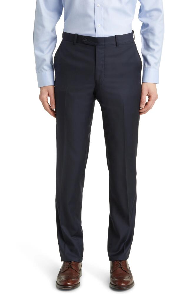 Peter Millar Harker Flat Front Wool Dress Pants in Navy Cover