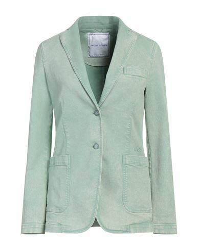 Jacob Cohёn Woman Blazer Light green Cotton, Elastomultiester, Elastane, Polyester Cover