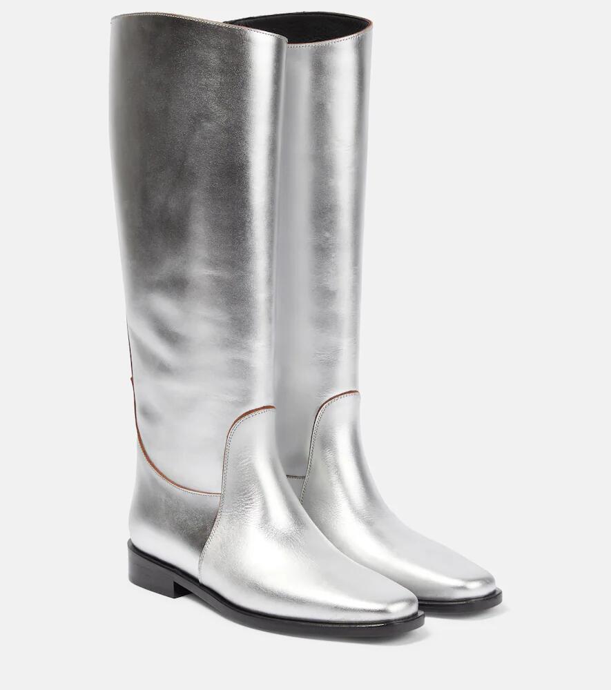 Khaite Wooster metallic leather riding boots Cover