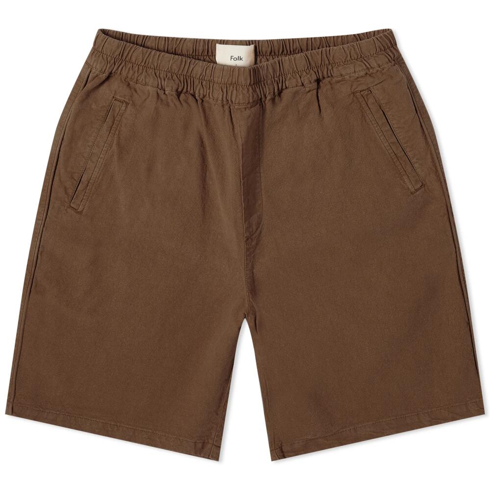 Folk Men's Cotton Linen Assembly Shorts in Ash Brown Cover