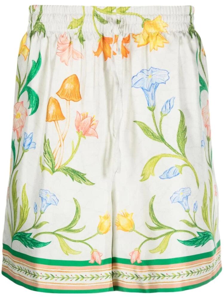 Casablanca L'Arche de Fleurie silk shorts - White Cover