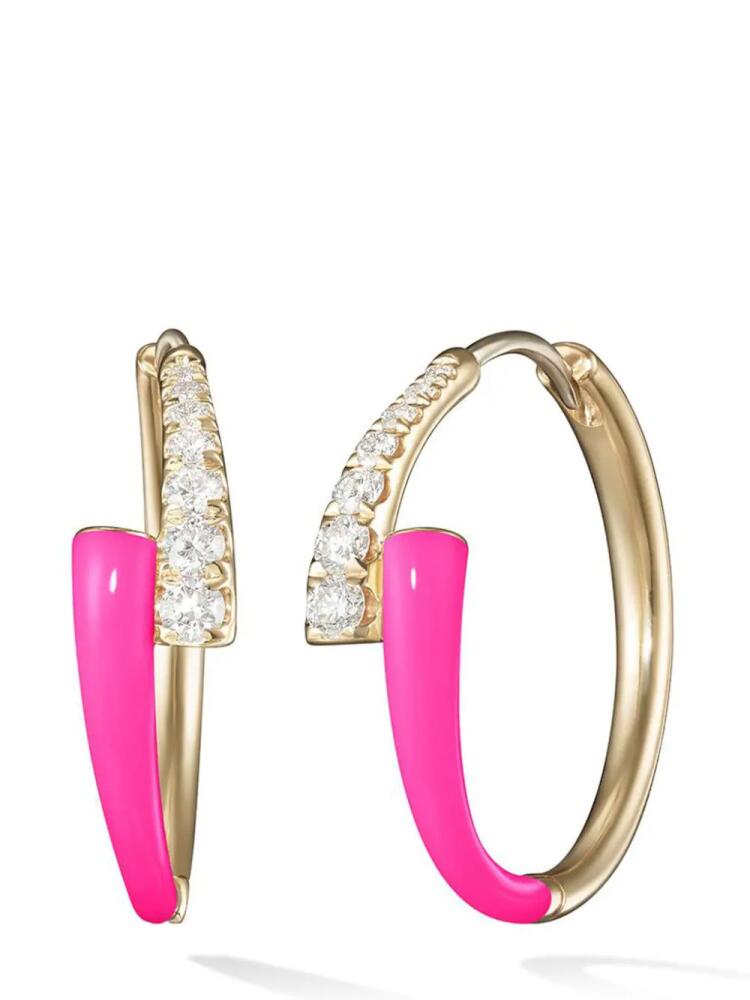 Melissa Kaye 18kt rose gold Lola diamond hoop earrings - Pink Cover