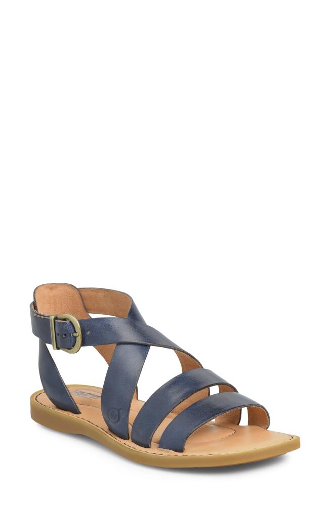 Børn Imogen Ankle Strap Sandal in Navy Leather Cover