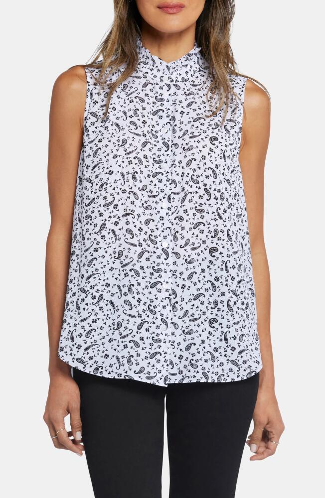 NYDJ Print Ruffle Neck Sleeveless Top in Martini Paisley Cover