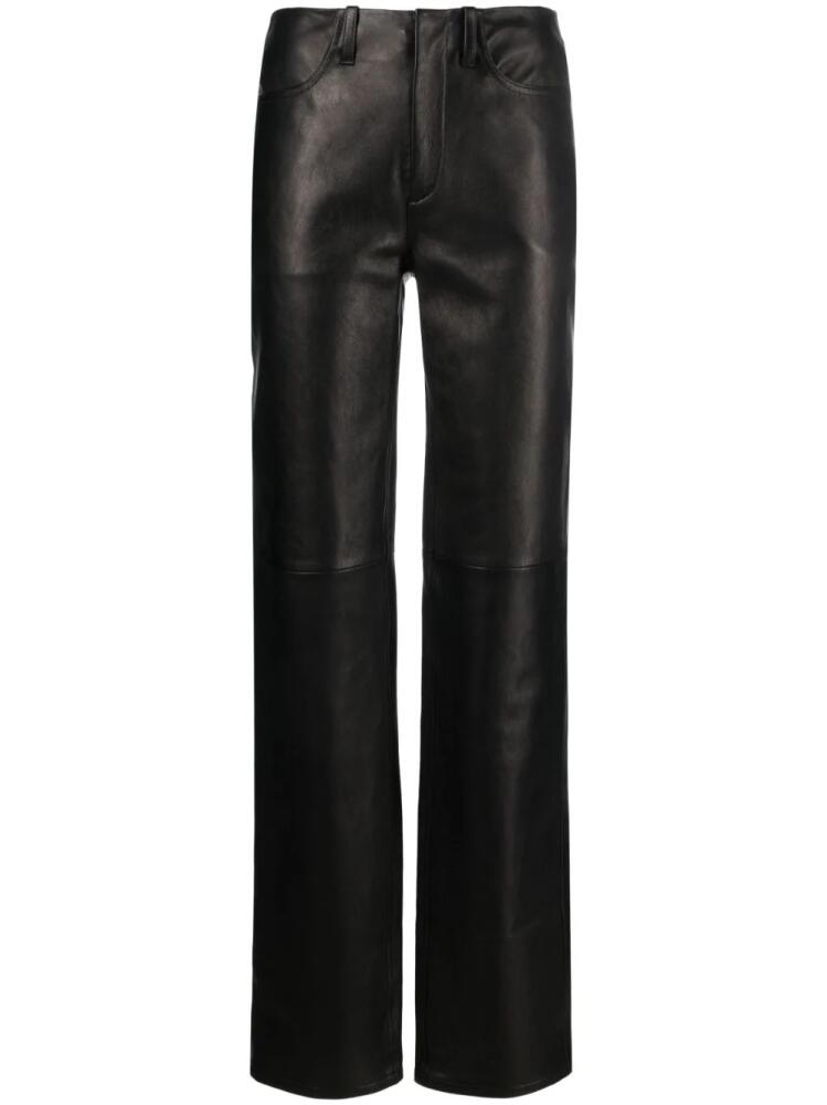 Alexander Wang mid-rise straight-leg leather trousers - Black Cover