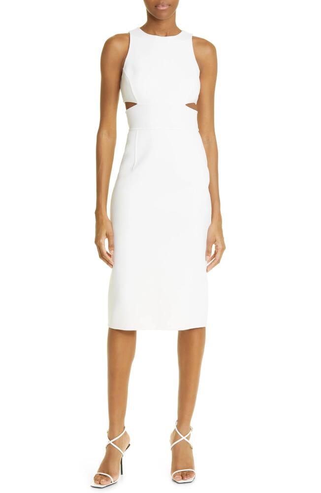 Michael Kors Collection Cutout Wool Blend Sheath Dress in 101 White Cover