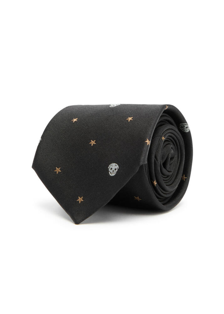 Alexander Mcqueen Skull and Star-jacquard Silk tie - Black Cover