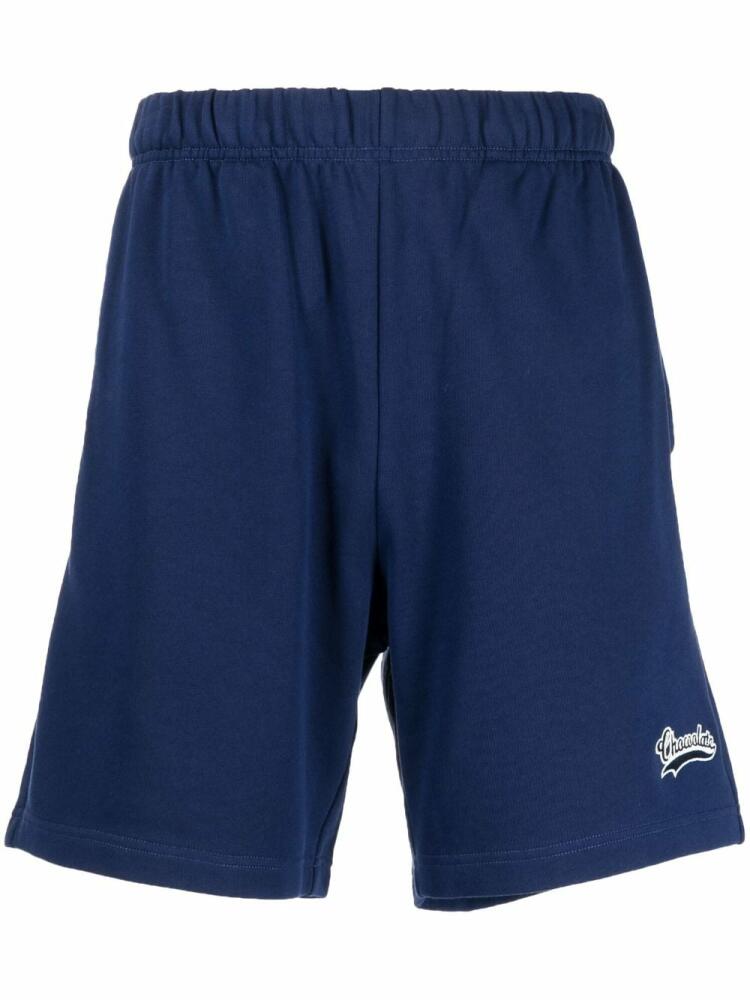 CHOCOOLATE logo-embroidered cotton shorts - Blue Cover