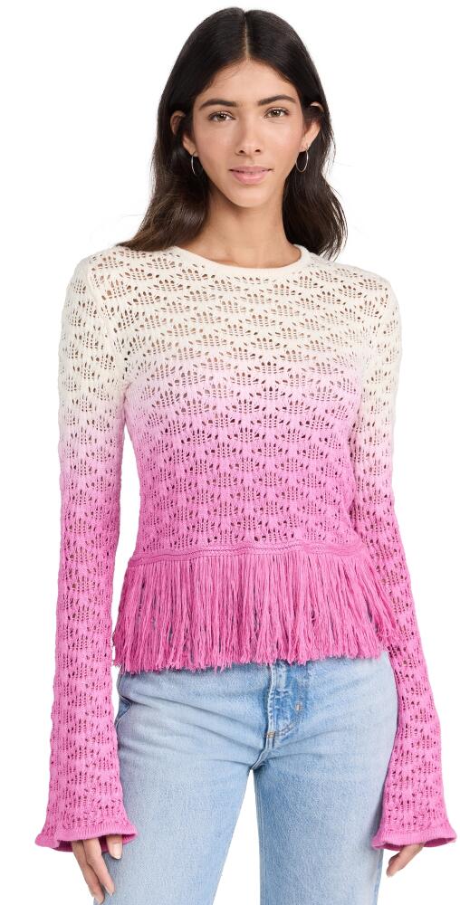 The Wolf Gang Zinna Fringed Knit Top Magenta Ombre Cover