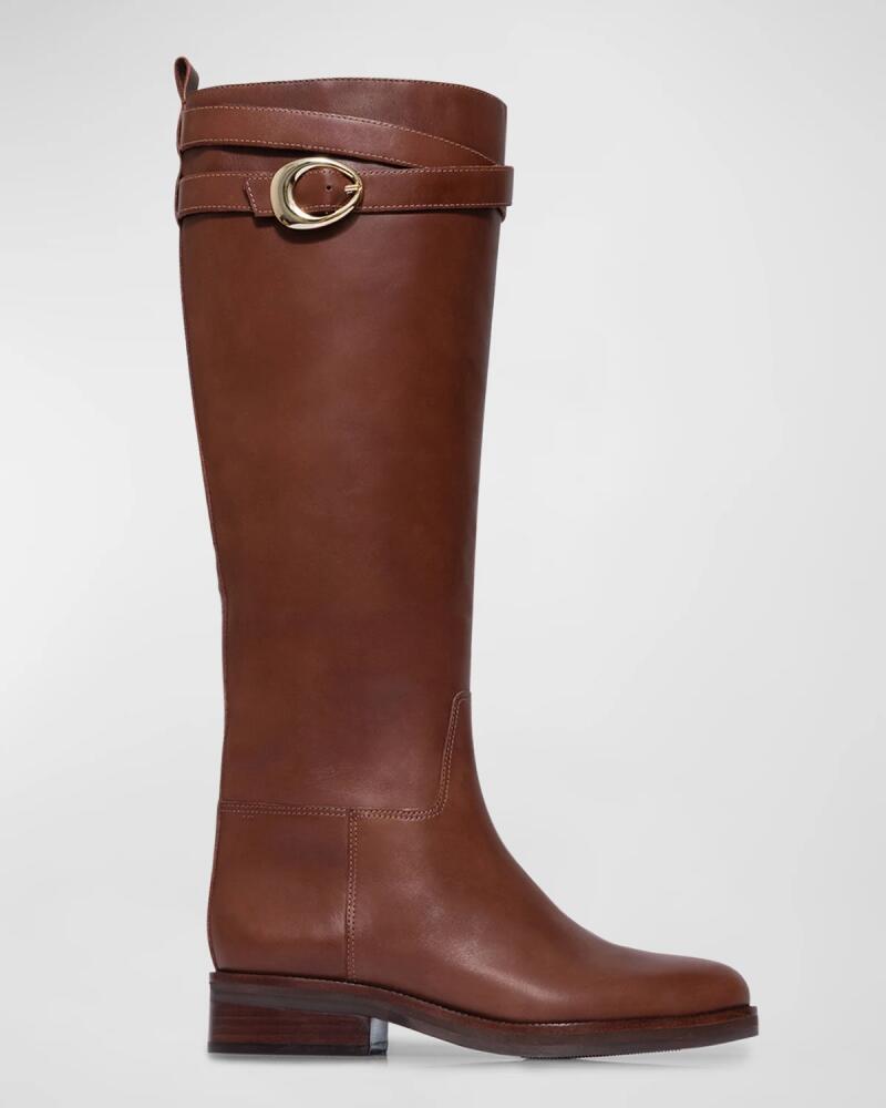 Bernardo Tanner Leather Buckle Riding Boots Cover