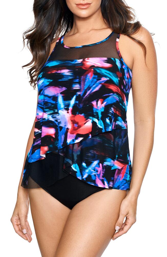 Miraclesuit Fuego Flora Mirage Tankini Swim Top in Blk/multi Cover