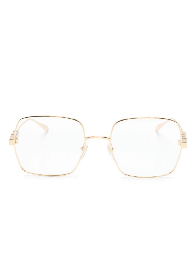 Gucci Eyewear logo-lettering square-frame glasses - Gold Cover