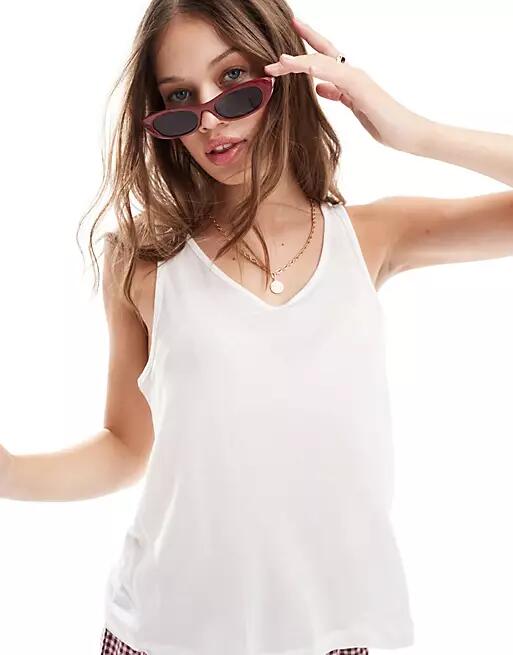 ASOS DESIGN soft touch draped tank top in white Cover