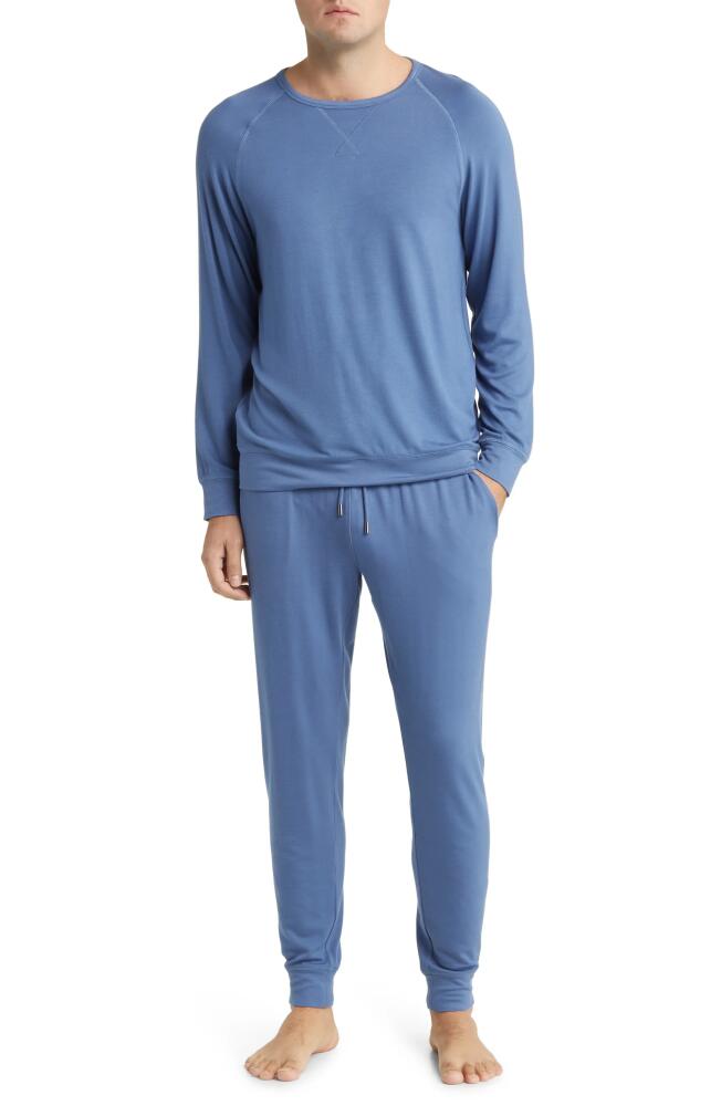 Daniel Buchler Long Sleeve Stretch Viscose Pajama T-Shirt in Blue Cover