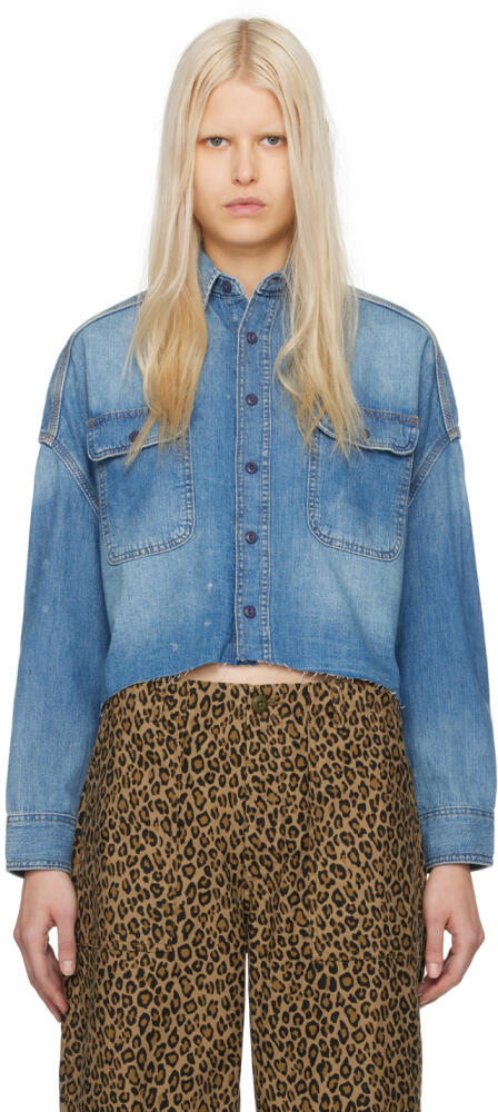 R13 Blue Cropped Denim Shirt Cover