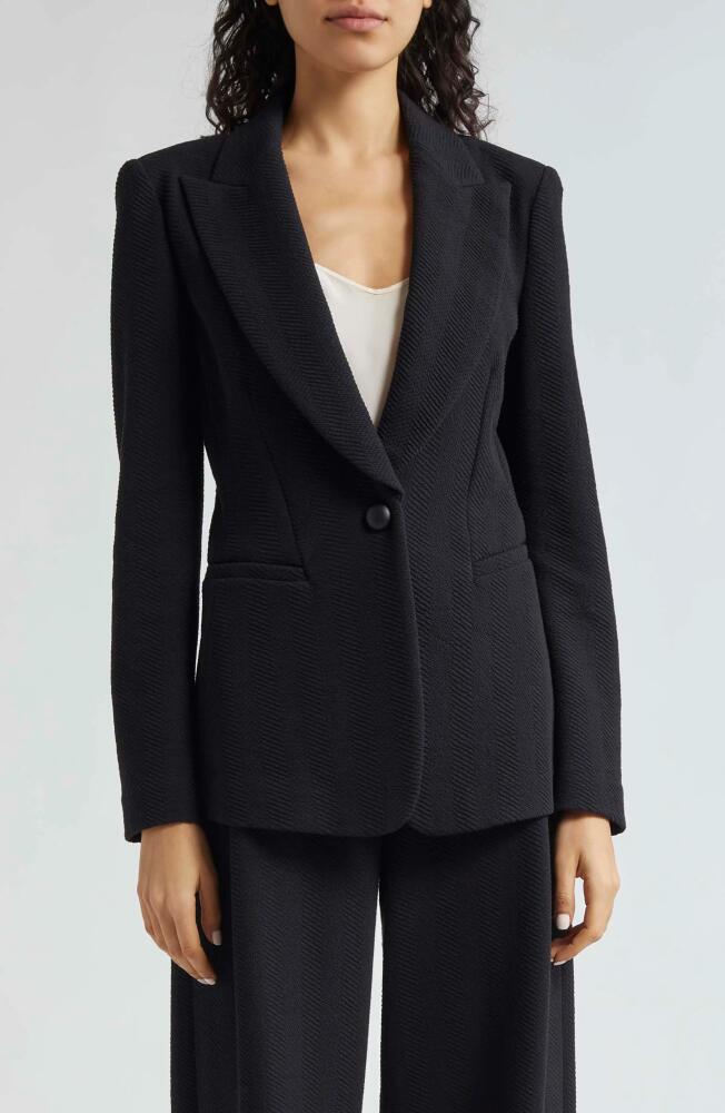 Emporio Armani Chevron One-Button Blazer in Solid Black Cover