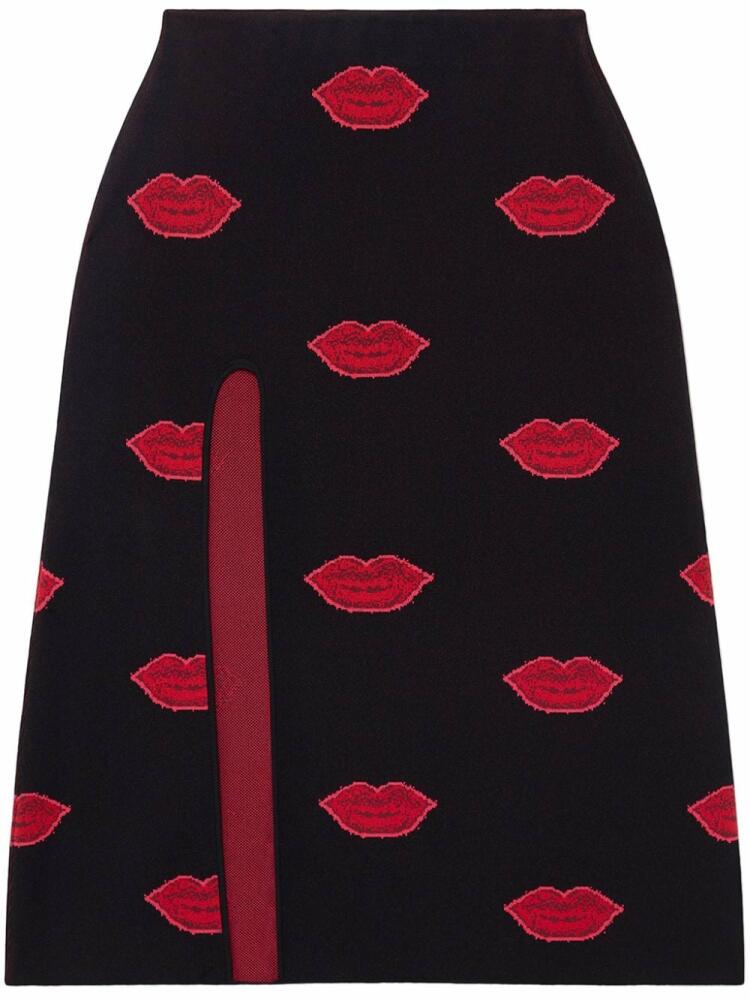 Stella McCartney lips-print knit midi skirt - Black Cover