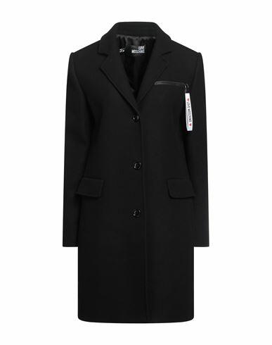 Love Moschino Woman Coat Black Virgin Wool, Polyamide Cover