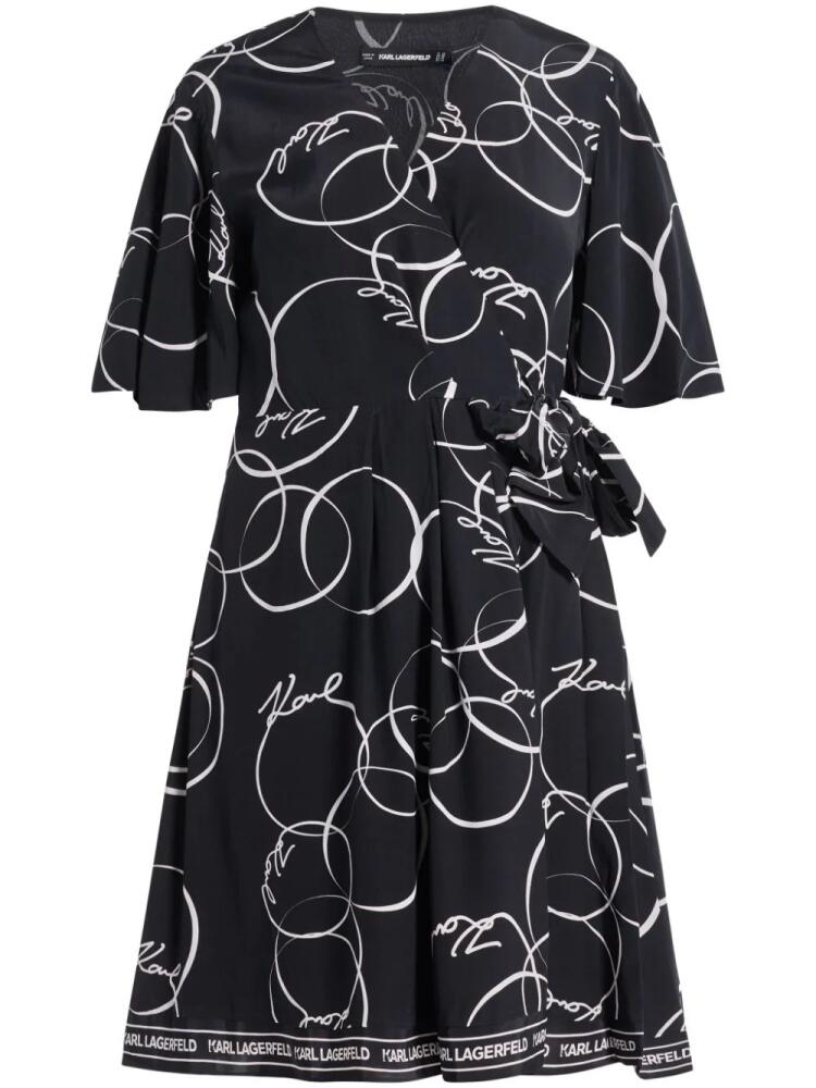 Karl Lagerfeld Circle-print wrap dress - Black Cover