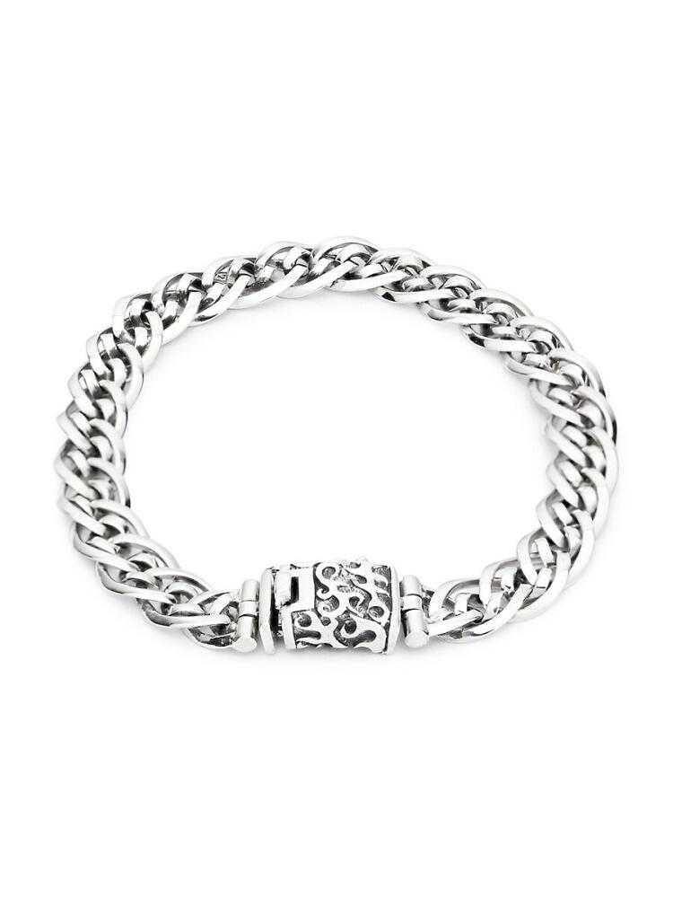 Eli Pebble Men's Sterling Silver Chain Bracelet - Silver Cover