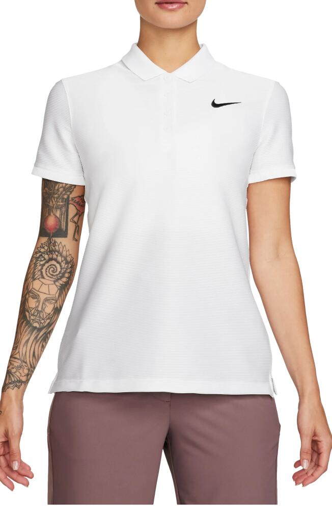 Nike Victory Dri-FIT Ottoman Knit Golf Polo in White/Black Cover