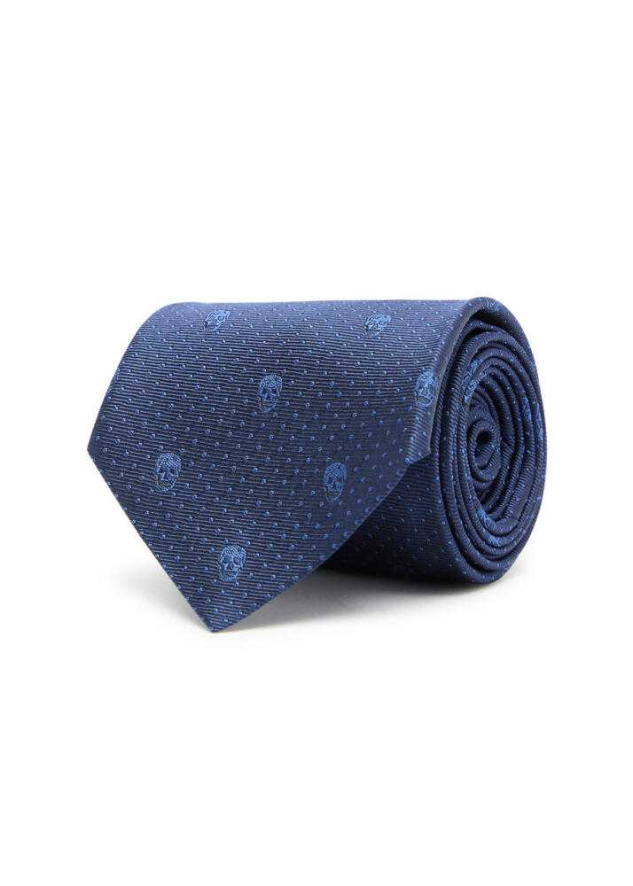 Alexander Mcqueen Skull and Polka-dot Jacquard Silk tie - Navy Cover