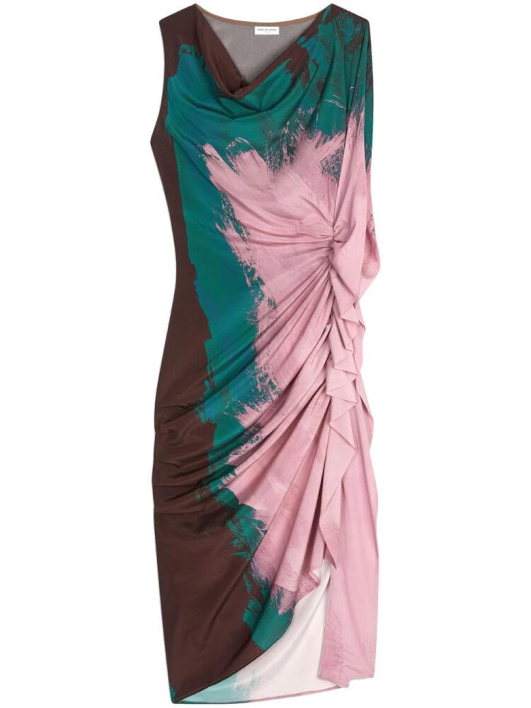 DRIES VAN NOTEN abstract-print silk dress - Pink Cover