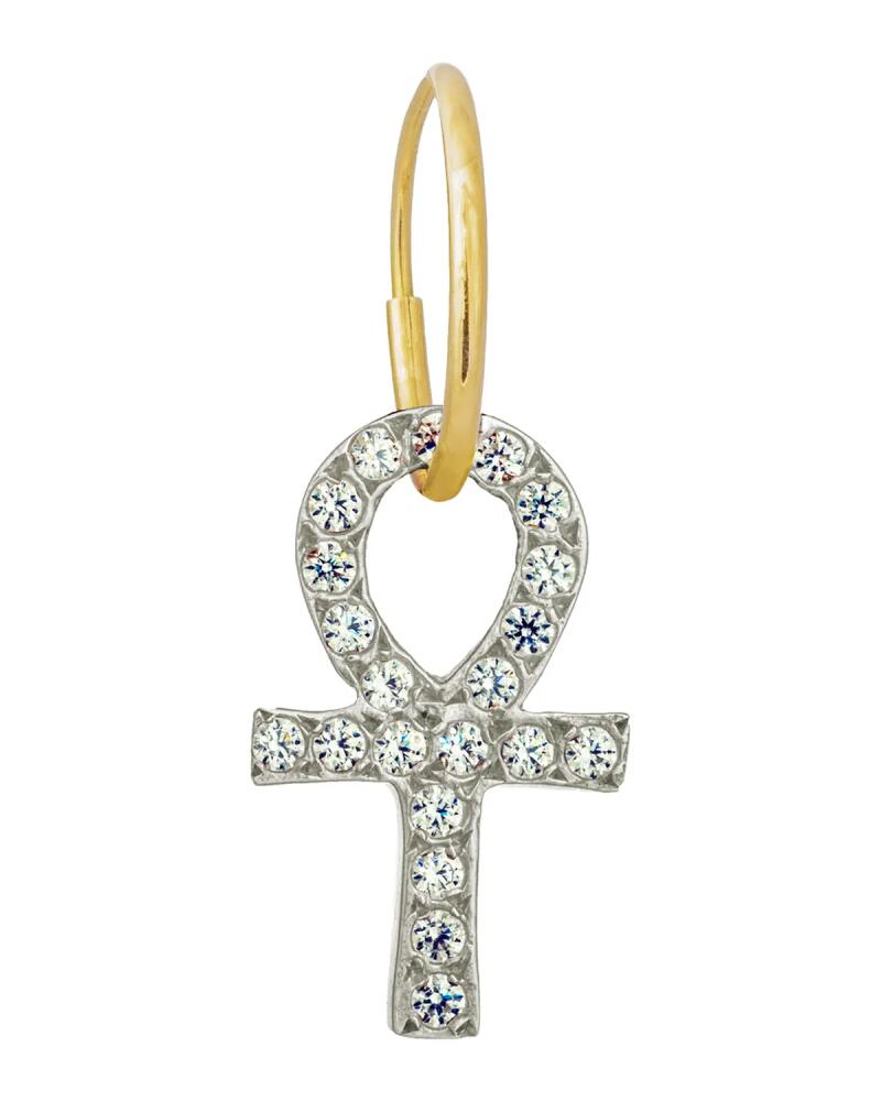 Lee Brevard Medium Ankh Single Earring with Cubic Zirconia Cover