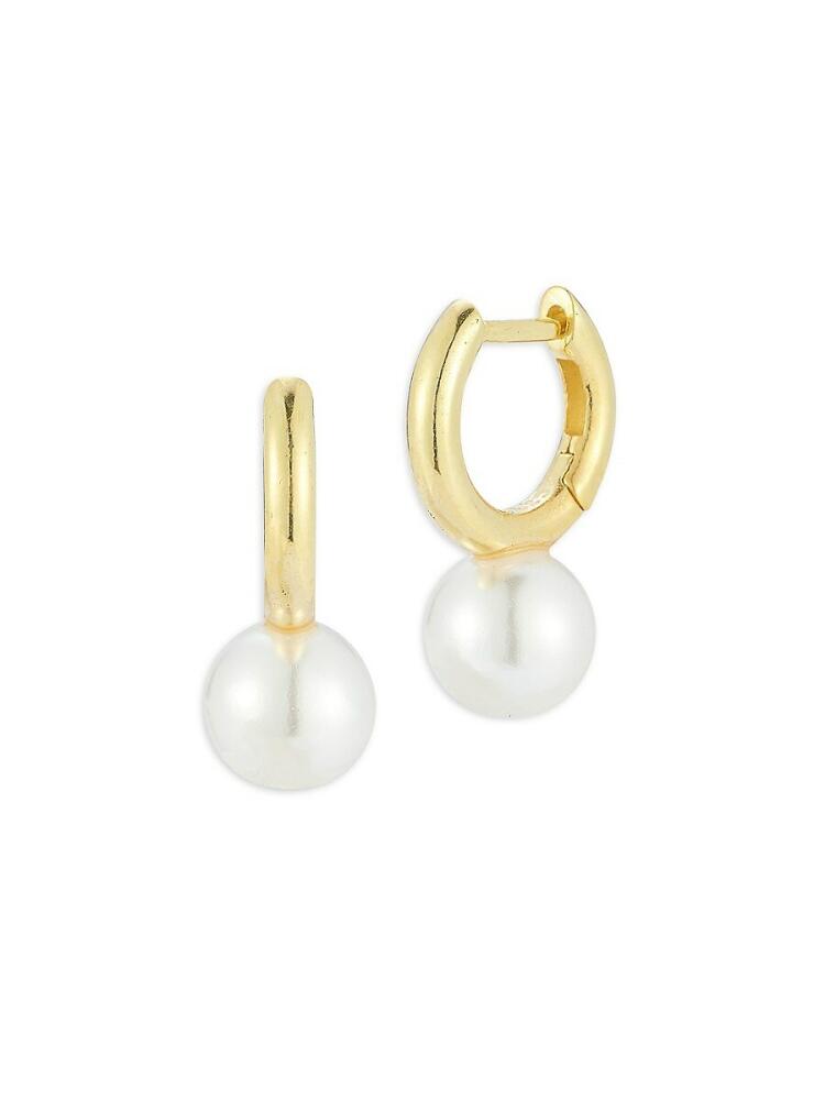 SPHERA MILANO Women's 14K Goldplated Sterling Silver & 7.5MM Round Culture Freshwater Pearl Huggie Earrings Cover