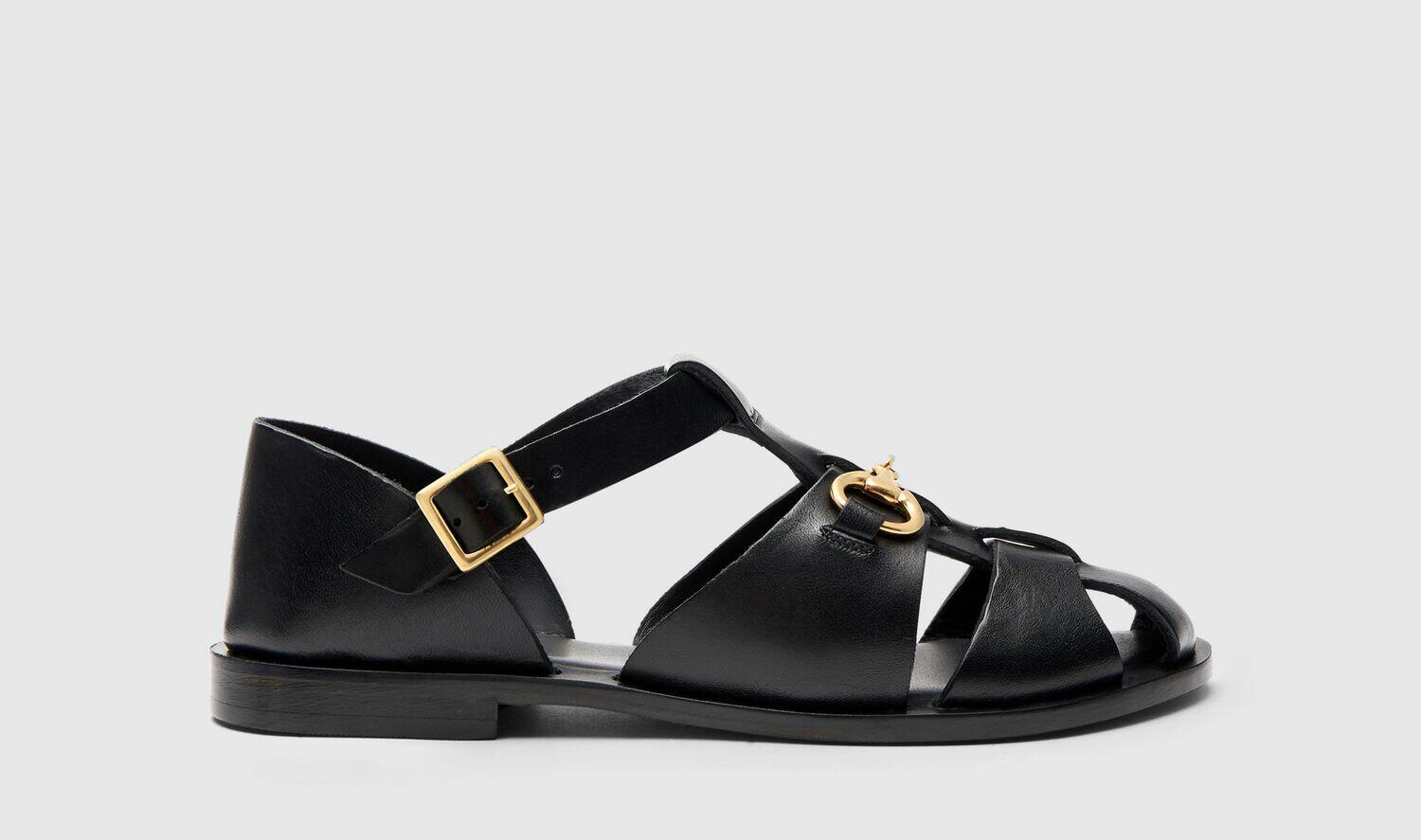 Scarosso Sandals Helene Black Calf Leather Cover