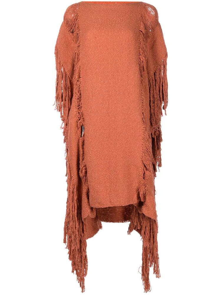 VOZ fringe-detail long top - Orange Cover