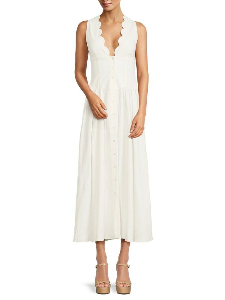 WeWoreWhat Women's Scalloped Maxi Shirtdress - White Cover