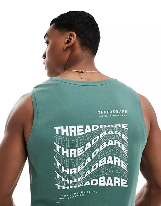 Threadbare logo print tank in dark forest green Cover