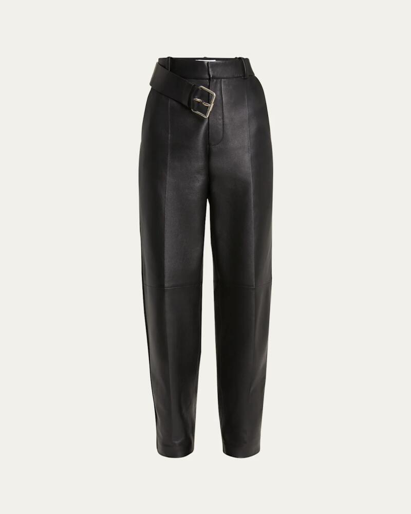 Loewe Pleated Leather Buckle Detail Trousers Cover