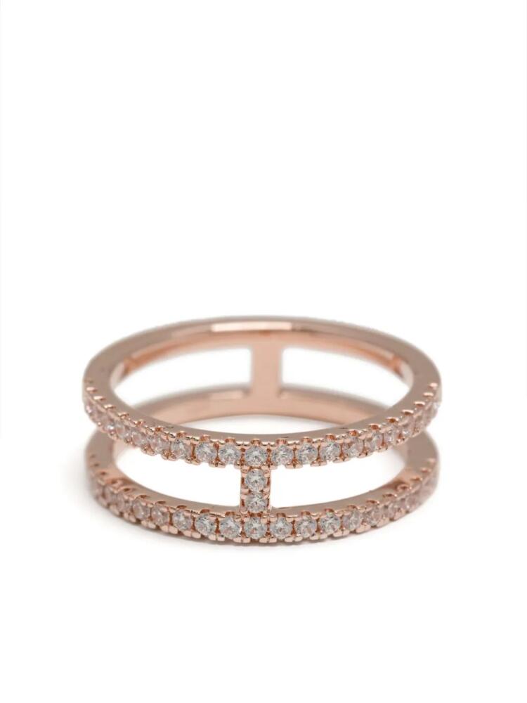 APM Monaco double line Pavé ring - Pink Cover