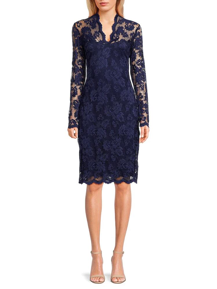 Marina Women's Lace Mini Sheath Dress - Navy Cover